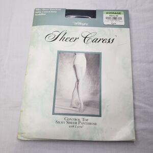 Worthington Sheer Caress Control Top Silky Sheer Pantyhose Size Average Navy 29